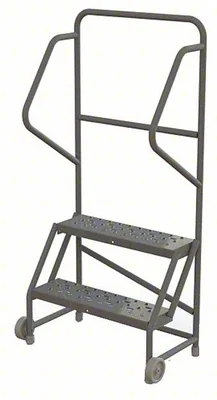 Tri-Arc Tilt & Roll Knocked-Down 2-Step Rolling Ladder, 28" base, 24" wide steps, 450 lb capacity