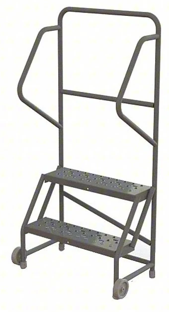 Tri-Arc Tilt & Roll Knocked-Down 2-Step Rolling Ladder, 28" base, 24" wide steps, 450 lb capacity
