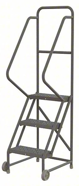 Tri-Arc Tilt & Roll Knocked-Down 3-Step Rolling Ladder, 20" base, 16" wide steps, 450 lb capacity