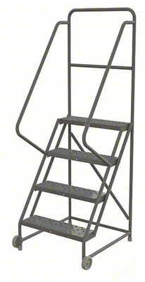 Tri-Arc Tilt & Roll Knocked-Down 4-Step Rolling Ladder, 31" base, 24" wide steps, 450 lb capacity