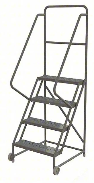 Tri-Arc Tilt & Roll Knocked-Down 4-Step Rolling Ladder, 31" base, 24" wide steps, 450 lb capacity