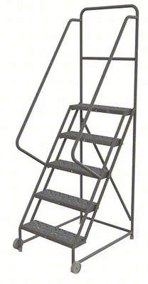 Tri-Arc Tilt & Roll Knocked-Down 5-Step Rolling Ladder, 31" base, 24" wide steps, 450 lb capacity