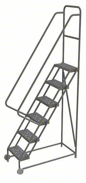 Tri-Arc Tilt & Roll Knocked-Down 6-Step Rolling Ladder, 27" base, 16" wide steps, 450 lb capacity