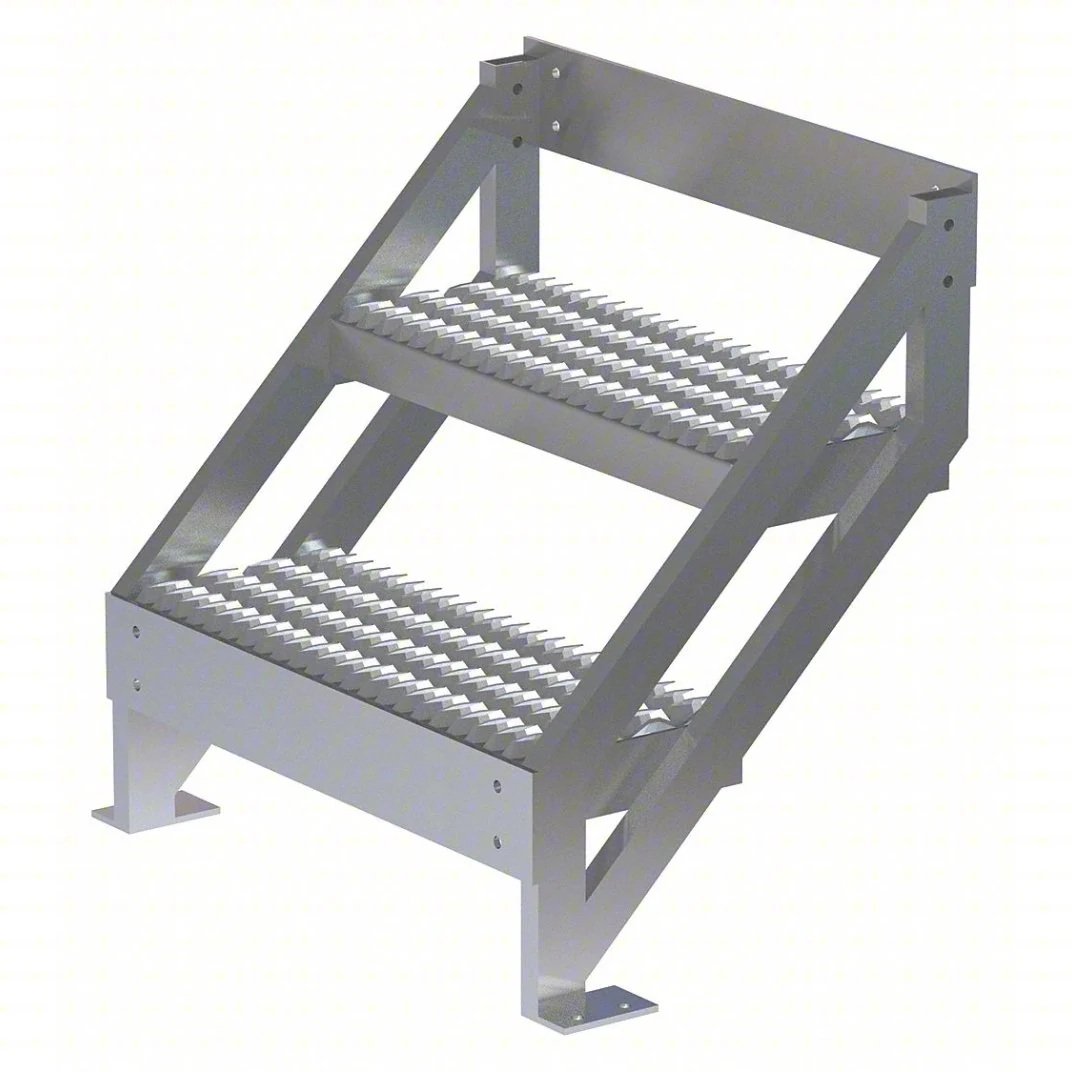 Tri-Arc 2-Step Aluminum Rolling Ladder, 27" top step, 500 lb capacity, serrated tread