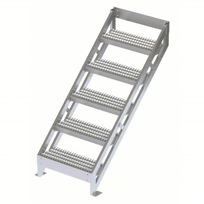 Tri-Arc 5-Step Aluminum Rolling Ladder, 54" top step, 500 lb capacity, serrated tread