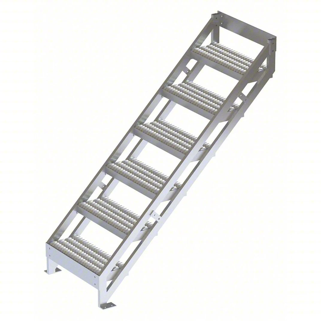 Tri-Arc 6-Step Aluminum Rolling Ladder, 63" top step, 500 lb capacity, serrated tread