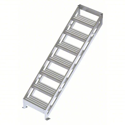 Tri-Arc 7-Step Aluminum Rolling Ladder, 72" top step, 500 lb capacity, serrated tread