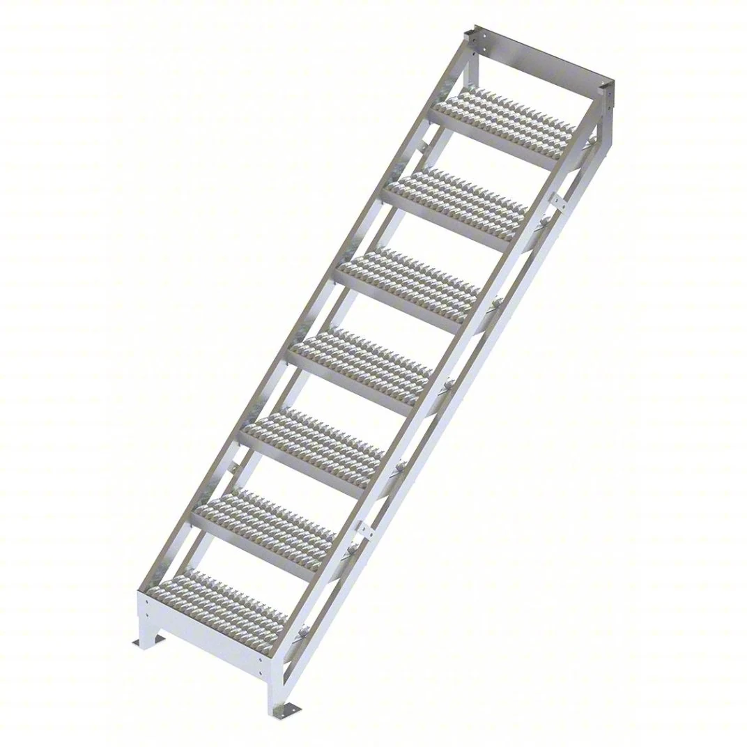 Tri-Arc 7-Step Aluminum Rolling Ladder, 72" top step, 500 lb capacity, serrated tread