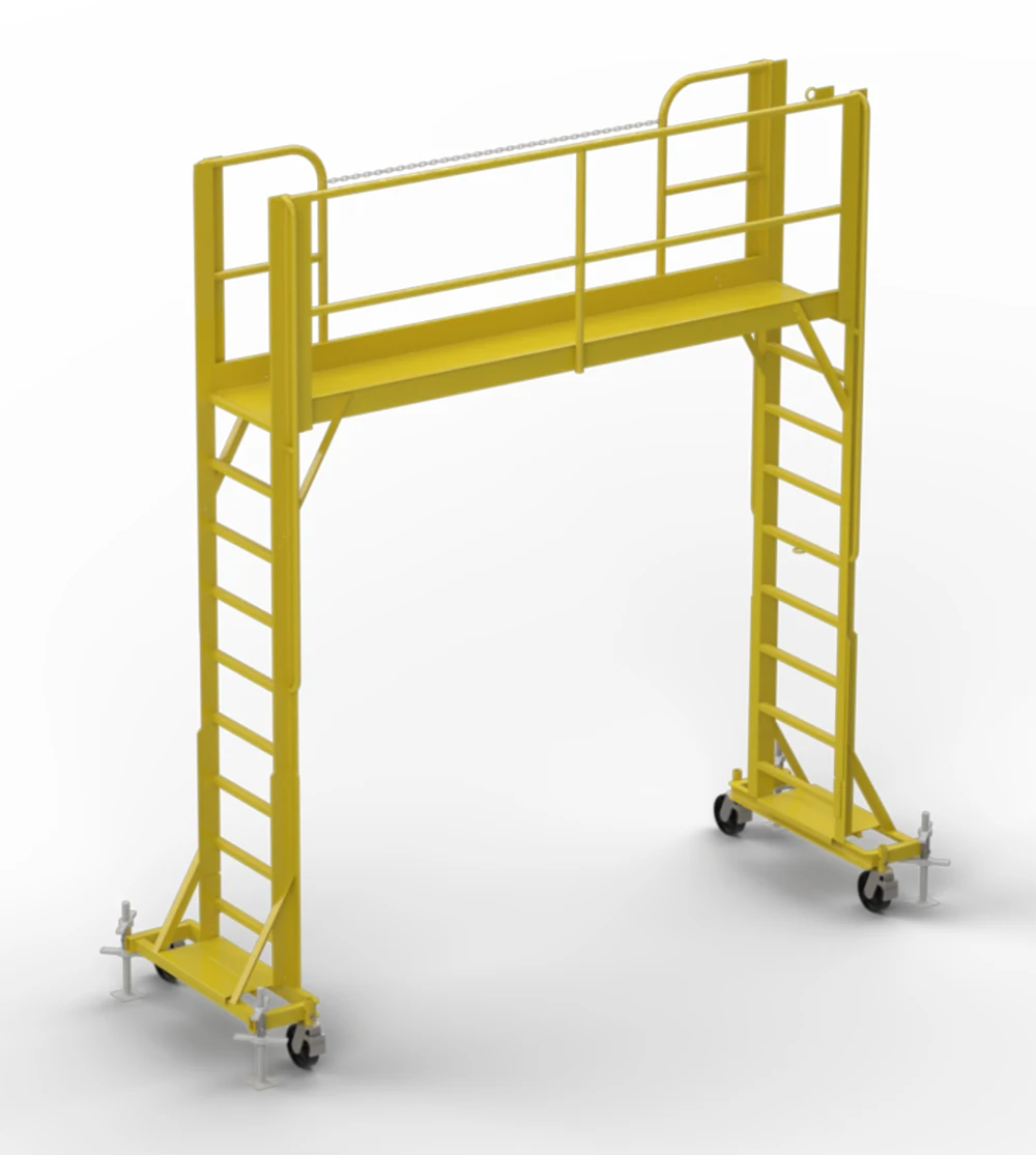 Tri-Arc 7-Step Work Platform, 50" base, 120.5" long platform, 450 lb capacity, serrated tread