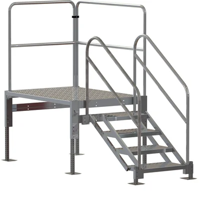Tri-Arc 3-Step Aluminum Work Platform, 47" base, 60" long platform, 1000 lb capacity, perforated tread — view 3