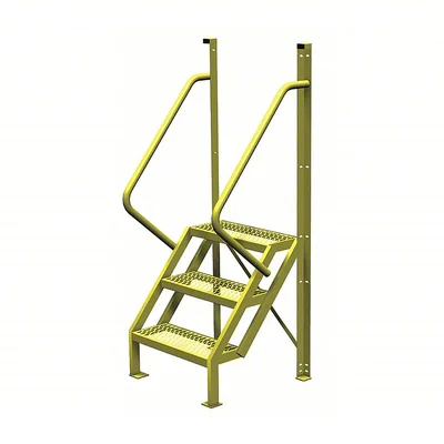 Tri-Arc 50° Stairway Slope Industrial Crossover, 3-step ladder, 24" wide, 1,000 lb capacity, serrated tread
