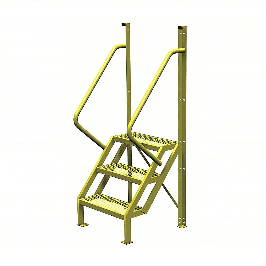 Tri-Arc 50° Stairway Slope Industrial Crossover, 3-step ladder, 24" wide, 1,000 lb capacity, serrated tread