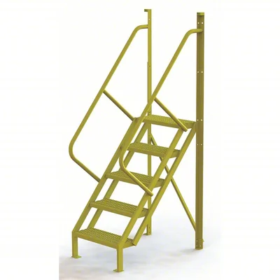 Tri-Arc 50° Stairway Slope Industrial Crossover, 5-step ladder, 24" wide, 1,000 lb capacity, perforated tread
