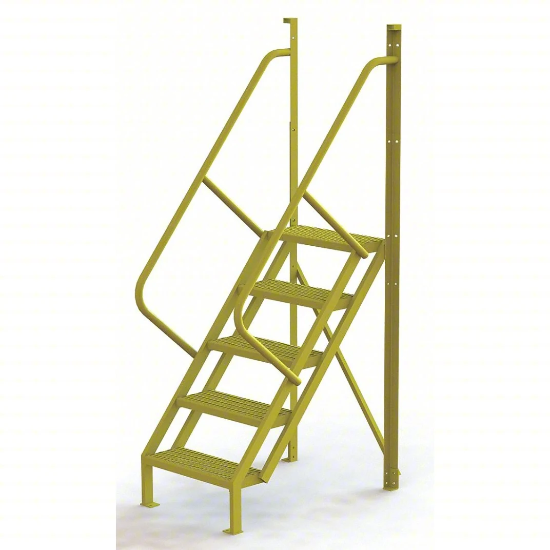 Tri-Arc 50° Stairway Slope Industrial Crossover, 5-step ladder, 24" wide, 1,000 lb capacity, perforated tread