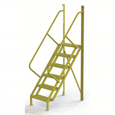 Tri-Arc 50° Stairway Slope Industrial Crossover, 6-step ladder, 24" wide, 1,000 lb capacity, serrated tread