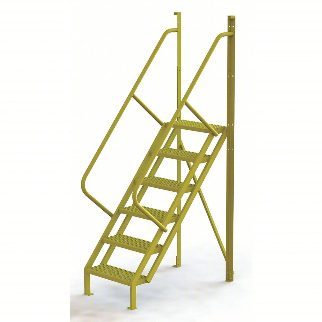 Tri-Arc 50° Stairway Slope Industrial Crossover, 6-step ladder, 24" wide, 1,000 lb capacity, serrated tread