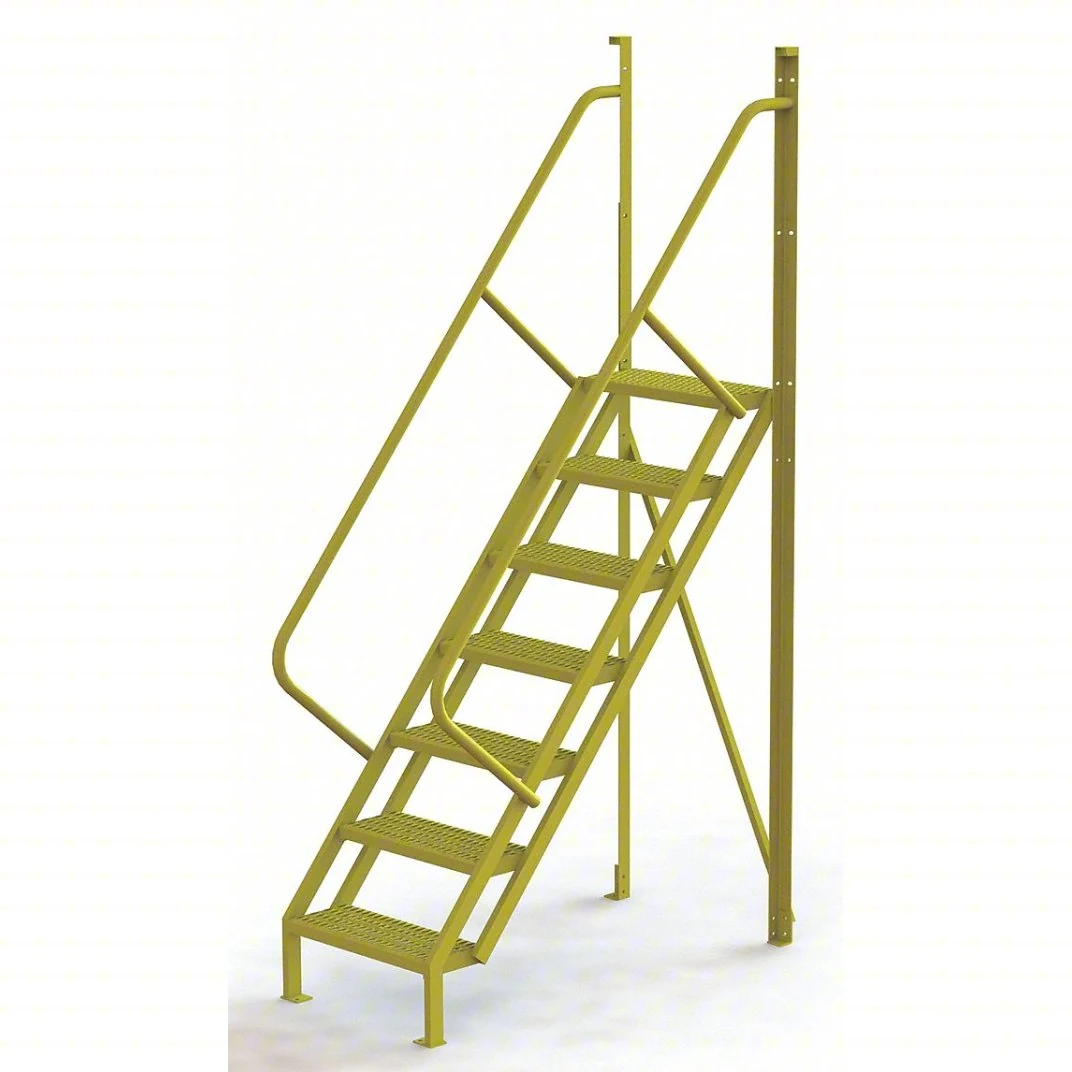 Tri-Arc 50° Stairway Slope Industrial Crossover, 7-step ladder, 24" wide, 1,000 lb capacity, serrated tread