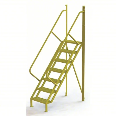 Tri-Arc 50° Stairway Slope Industrial Crossover, 7-step ladder, 24" wide, 1,000 lb capacity, perforated tread