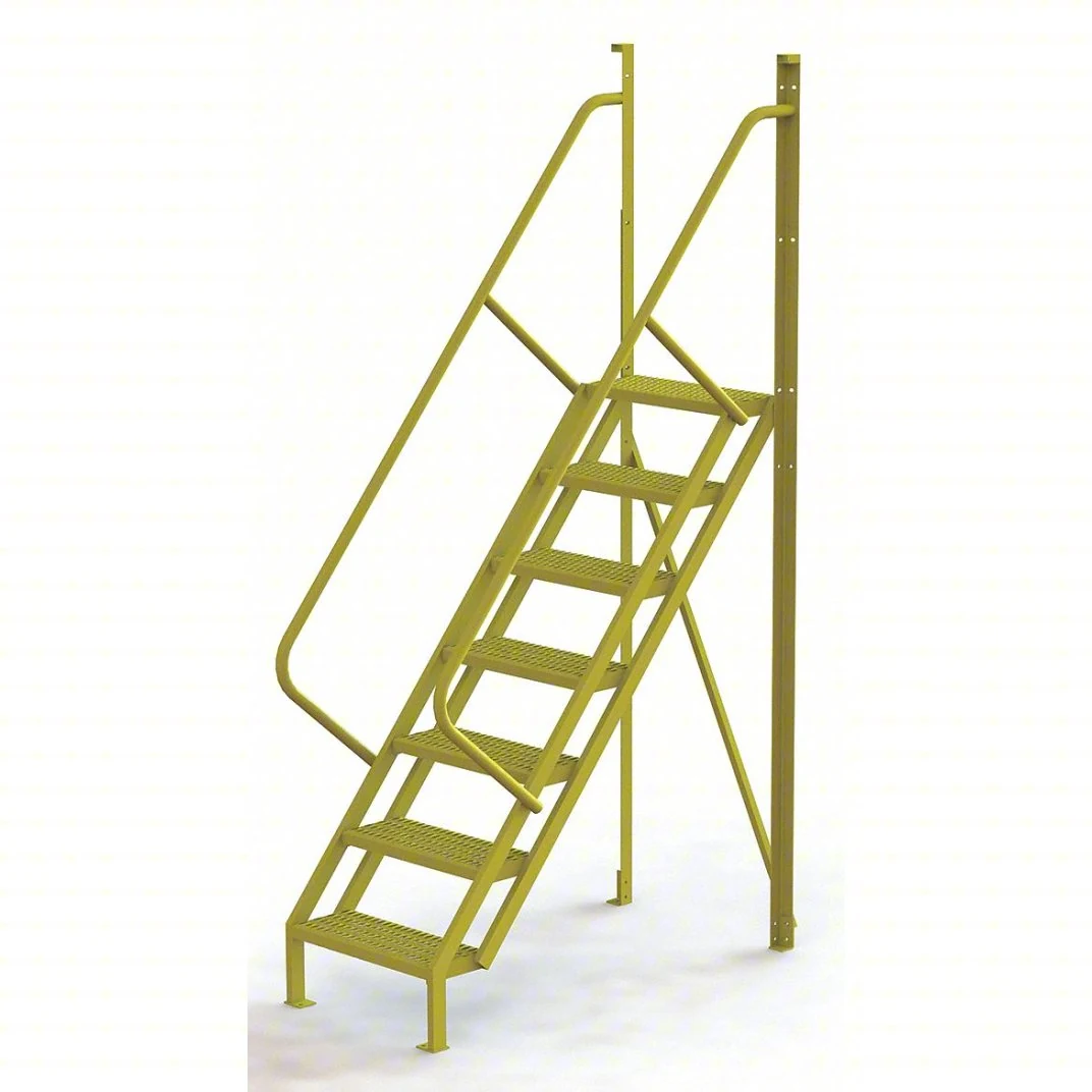 Tri-Arc 50° Stairway Slope Industrial Crossover, 7-step ladder, 24" wide, 1,000 lb capacity, perforated tread