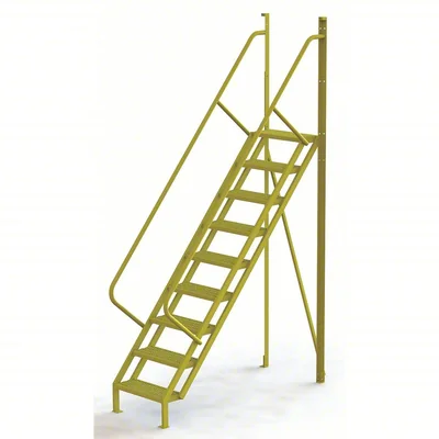 Tri-Arc 50° Stairway Slope Industrial Crossover, 9-step ladder, 24" wide, 1,000 lb capacity, serrated tread