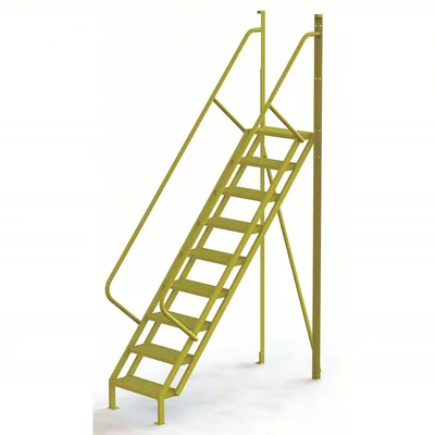 Tri-Arc 50° Stairway Slope Industrial Crossover, 9-step ladder, 24" wide, 1,000 lb capacity, perforated tread