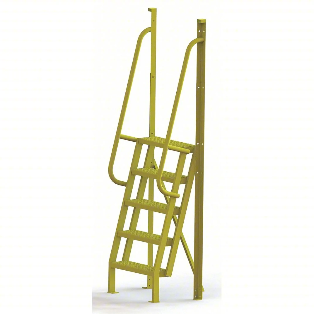 Tri-Arc Industrial Crossover, 75° incline, 5-step ladder, 24" wide, 1,000 lb capacity, perforated tread