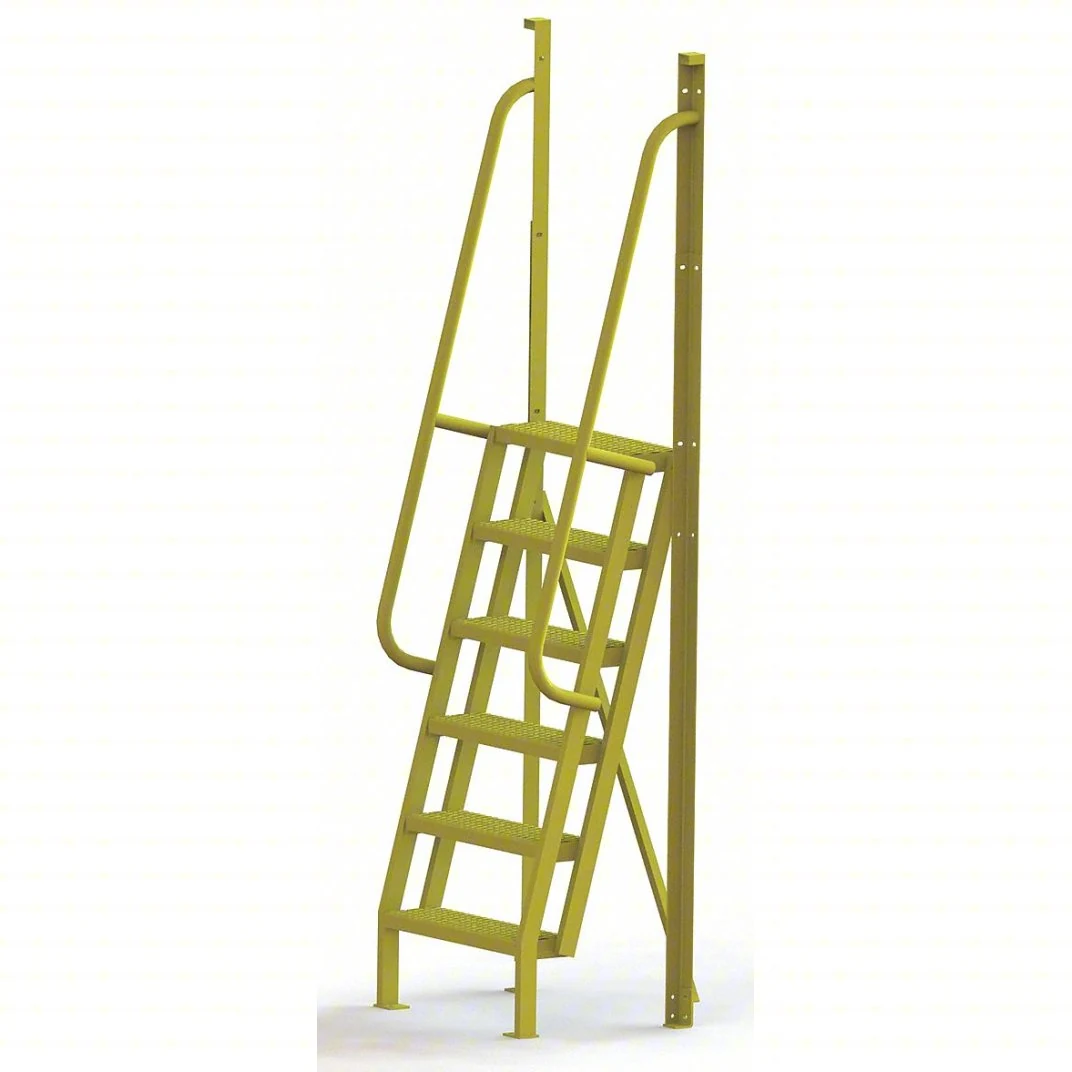 Tri-Arc Industrial Crossover, 75° incline, 6-step ladder, 24" wide, 1,000 lb capacity, perforated tread