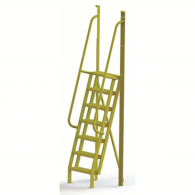 Tri-Arc Industrial Crossover, 75° incline, 7-step ladder, 24" wide, 1,000 lb capacity, perforated tread