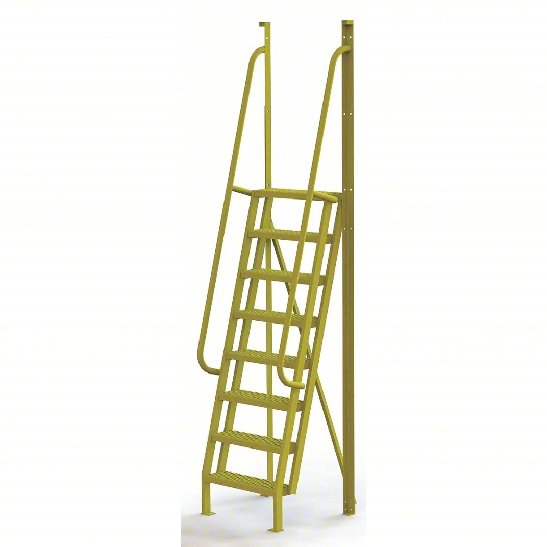 Tri-Arc Industrial Crossover, 75° incline, 8-step ladder, 24" wide, 1,000 lb capacity, perforated tread