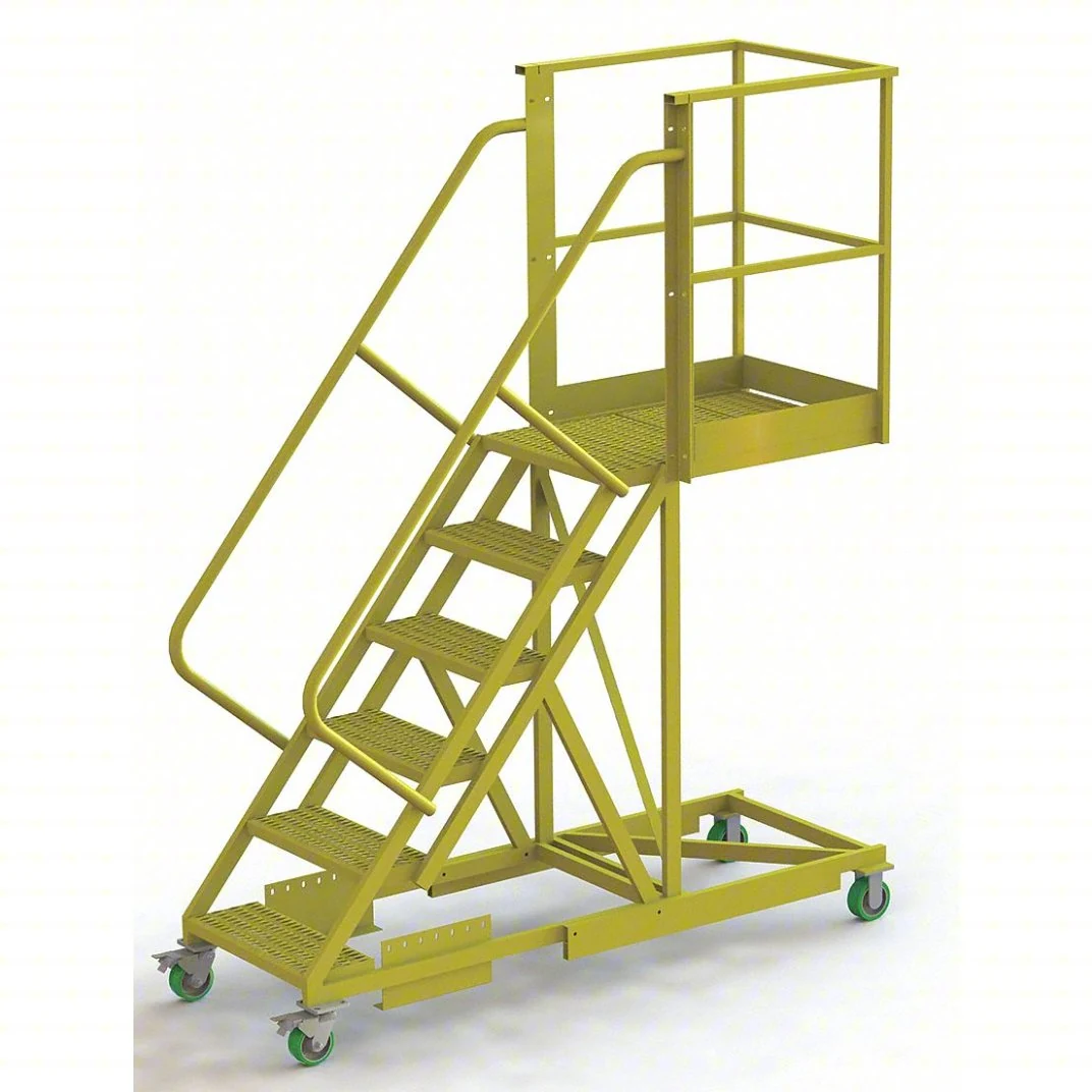 Tri-Arc Cantilever 6-Step Work Platform, 41" base, 30" overhang, 63" wide steps, 300 lb capacity