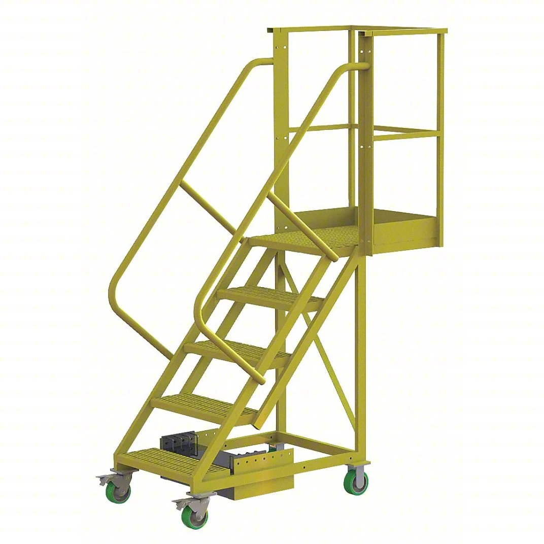 Tri-Arc Cantilever 5-Step Work Platform, 30" base, 20" overhang, 52" wide steps, 300 lb capacity