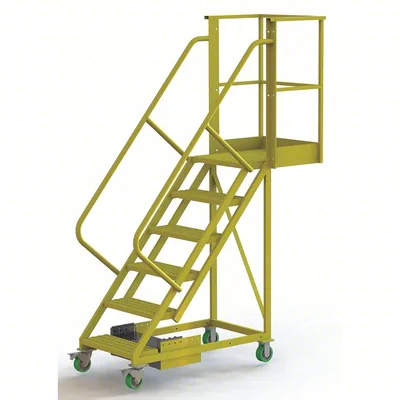 Tri-Arc Cantilever 6-Step Work Platform, 30" base, 20" overhang, 62" wide steps, 300 lb capacity