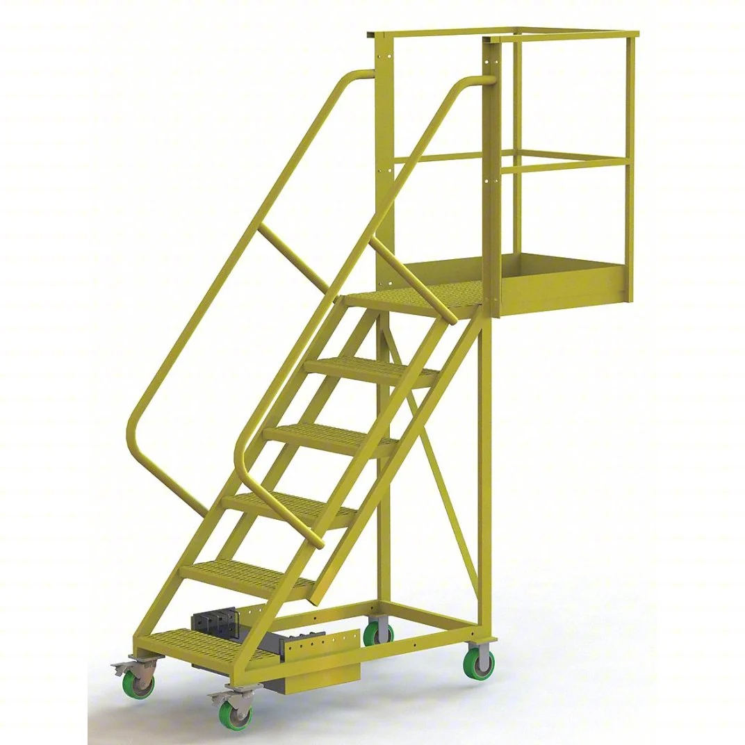 Tri-Arc Cantilever 6-Step Work Platform, 30" base, 30" overhang, 63" wide steps, 300 lb capacity