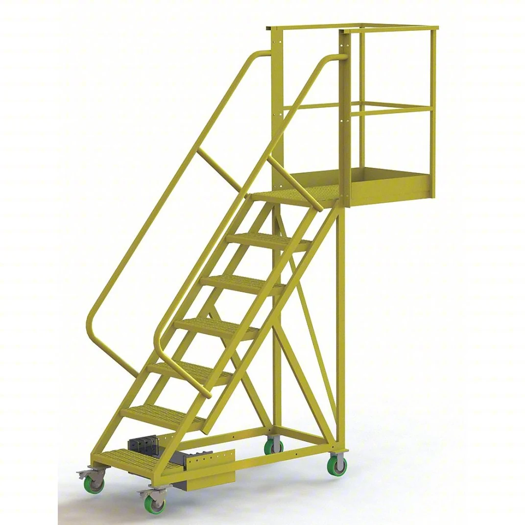 Tri-Arc Cantilever 7-Step Work Platform, 30" base, 30" overhang, 73" wide steps, 300 lb capacity