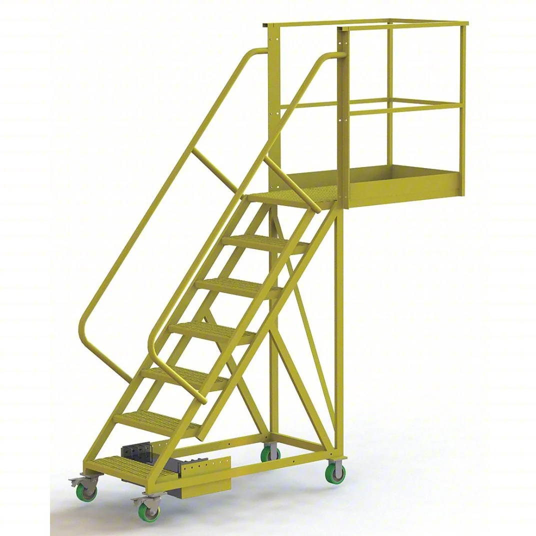 Tri-Arc Cantilever 7-Step Work Platform, 30" base, 40" overhang, 74" wide steps, 300 lb capacity