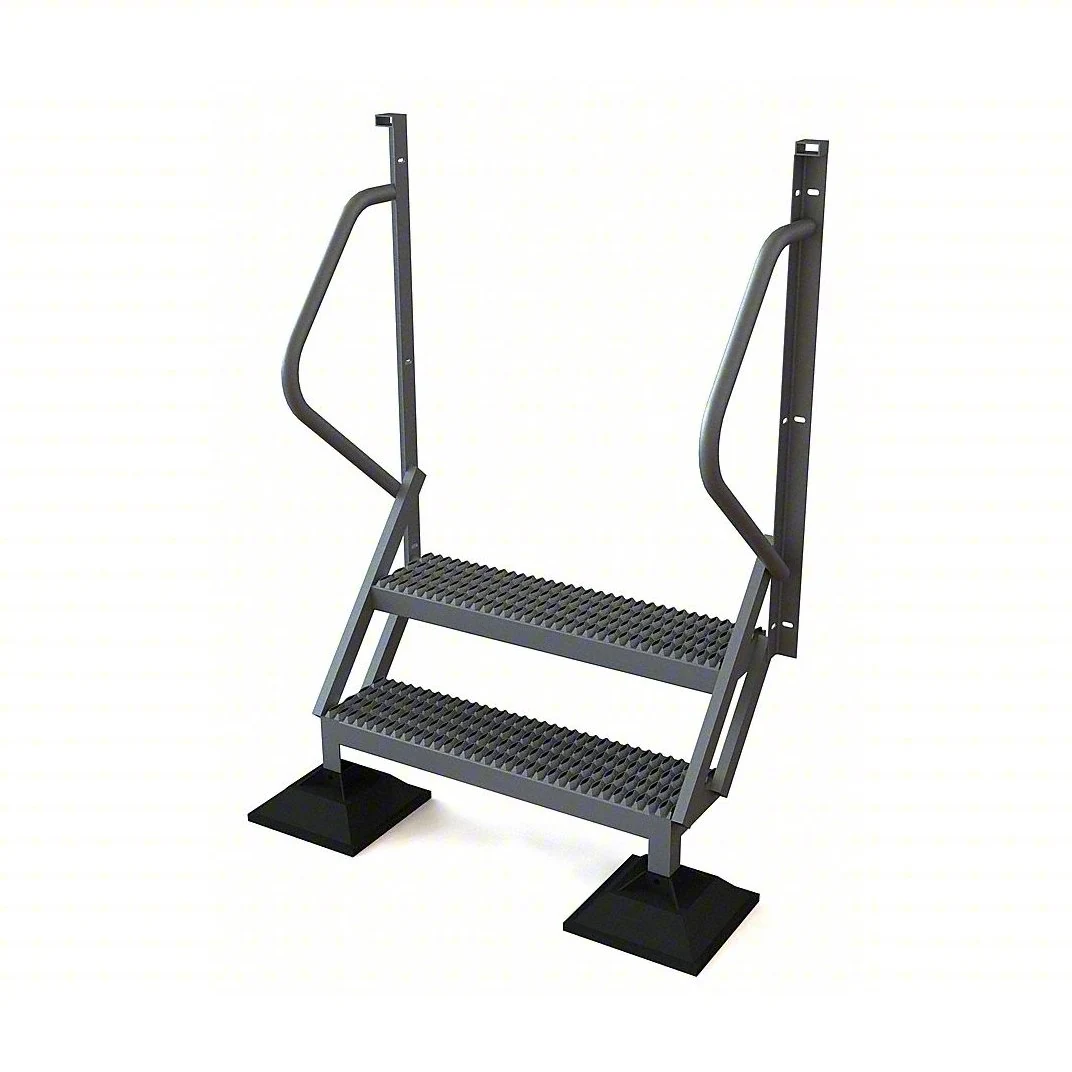 Tri-Arc 50° Stairway Slope 2-Step Aluminum Rolling Ladder, 20" top step, 500 lb capacity, serrated tread