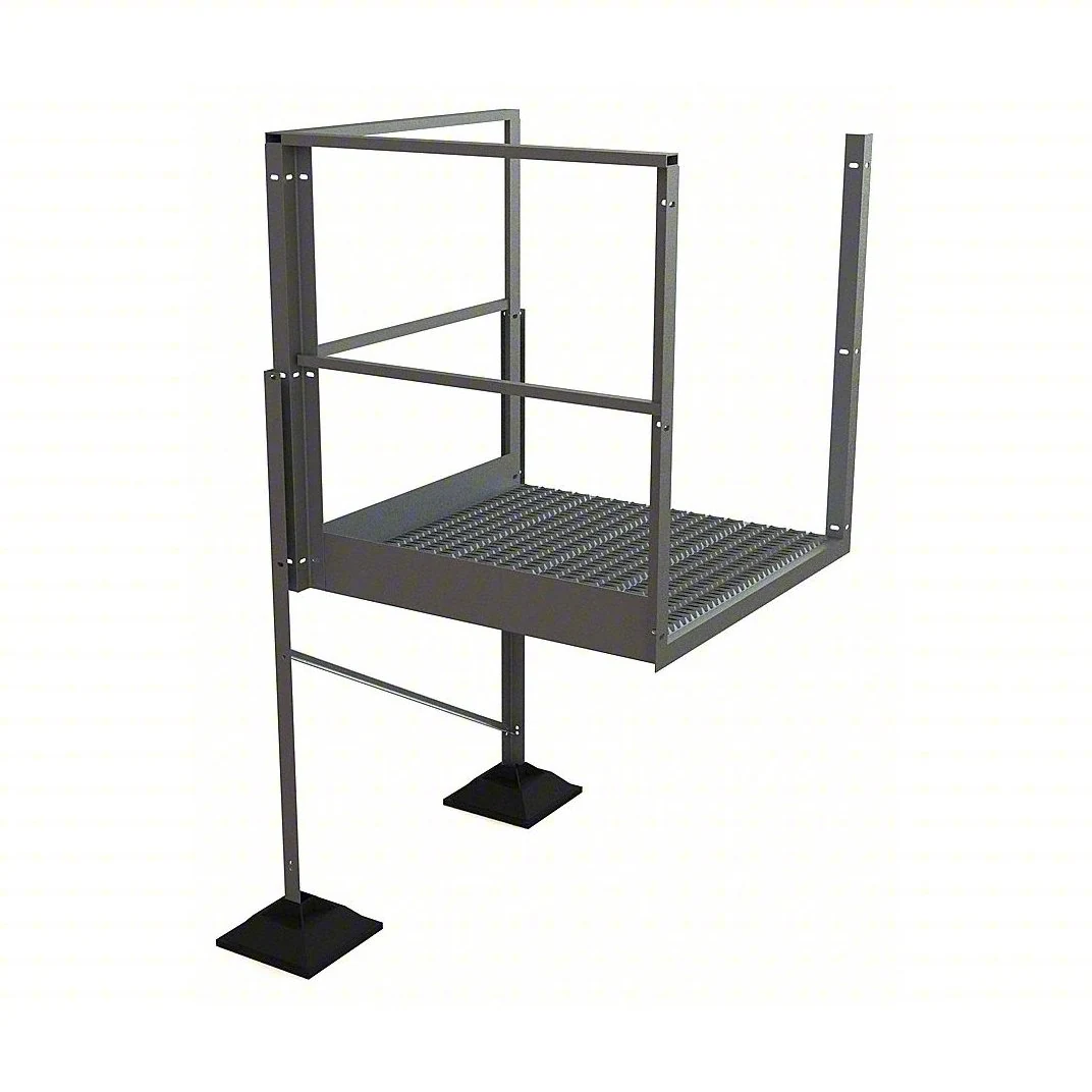 Tri-Arc URTTP40 Tri-Arc Turn Platform: 37 1/2 in Vertical Clearance, 82 in Overall Height, Serrated, 40 in Platform Lg