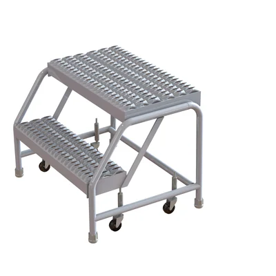 Tri-Arc Welded 2-Step Aluminum Step Stool, 19" base, 16" wide steps, 350 lb capacity