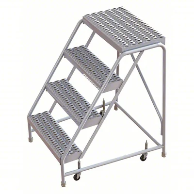 Tri-Arc Welded 4-Step Aluminum Step Stool, 21" base, 16" wide steps, 350 lb capacity