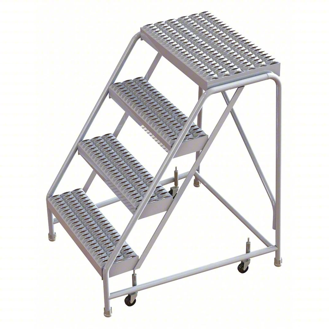 Tri-Arc Welded 4-Step Aluminum Step Stool, 21" base, 16" wide steps, 350 lb capacity