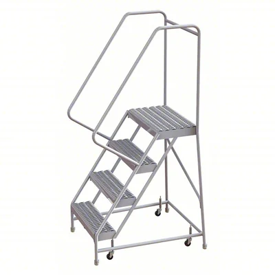 Tri-Arc Welded Aluminum Rolling Ladder, 40" platform height, 21" base, 14" top step, 16" wide steps, 350 lb capacity
