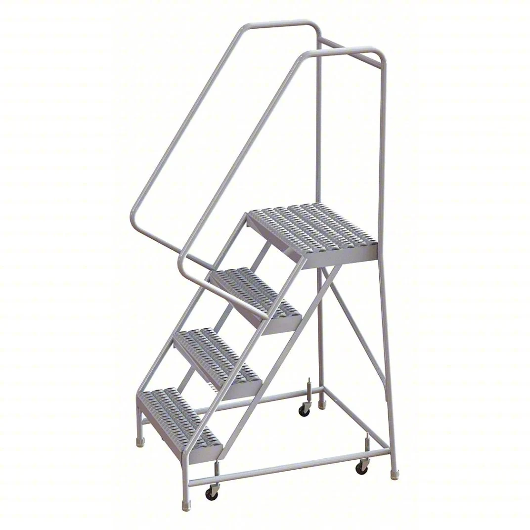 Tri-Arc Welded Aluminum Rolling Ladder, 40" platform height, 21" base, 14" top step, 16" wide steps, 350 lb capacity