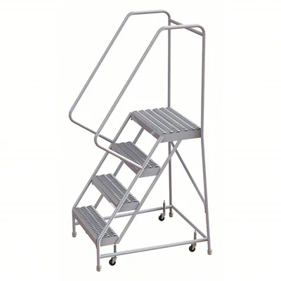 Tri-Arc Welded Aluminum Rolling Ladder, 40" platform height, 30" base, 14" top step, 24" wide steps, 350 lb capacity