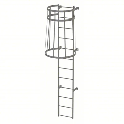 Tri-Arc 12-Step Fixed Ladder, 11 ft, with safety cage