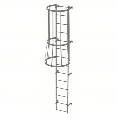 Tri-Arc 14-Step Fixed Ladder, 13 ft, with safety cage