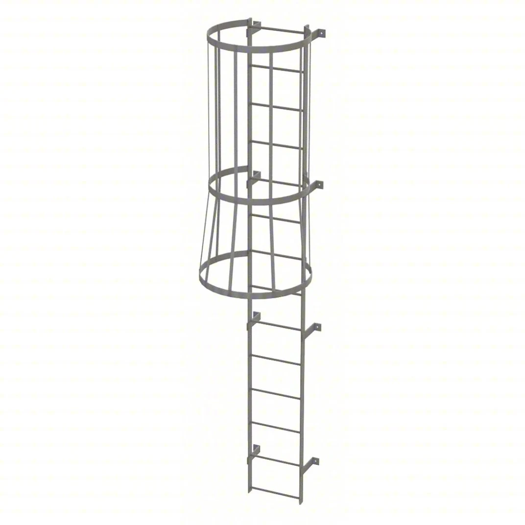 Tri-Arc 14-Step Fixed Ladder, 13 ft, with safety cage