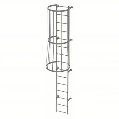 Tri-Arc 15-Step Fixed Ladder, 14 ft, with safety cage
