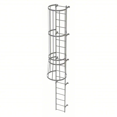 Tri-Arc 18-Step Fixed Ladder, 17 ft, with safety cage