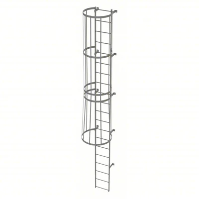 Tri-Arc 20-Step Fixed Ladder, 19 ft, with safety cage