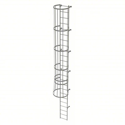 Tri-Arc 24-Step Fixed Ladder, 23 ft, with safety cage
